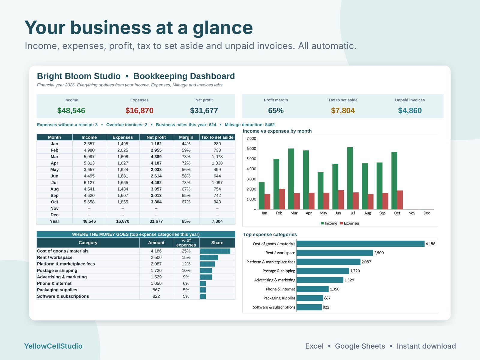 Small Business Bookkeeping Spreadsheet preview 2