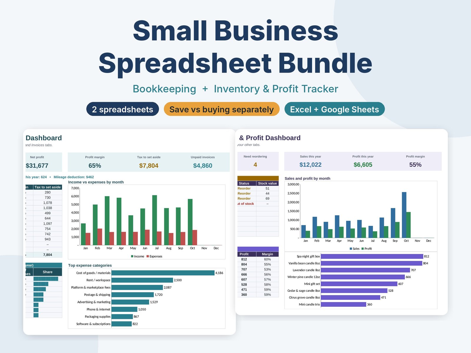 Small Business Spreadsheet Bundle