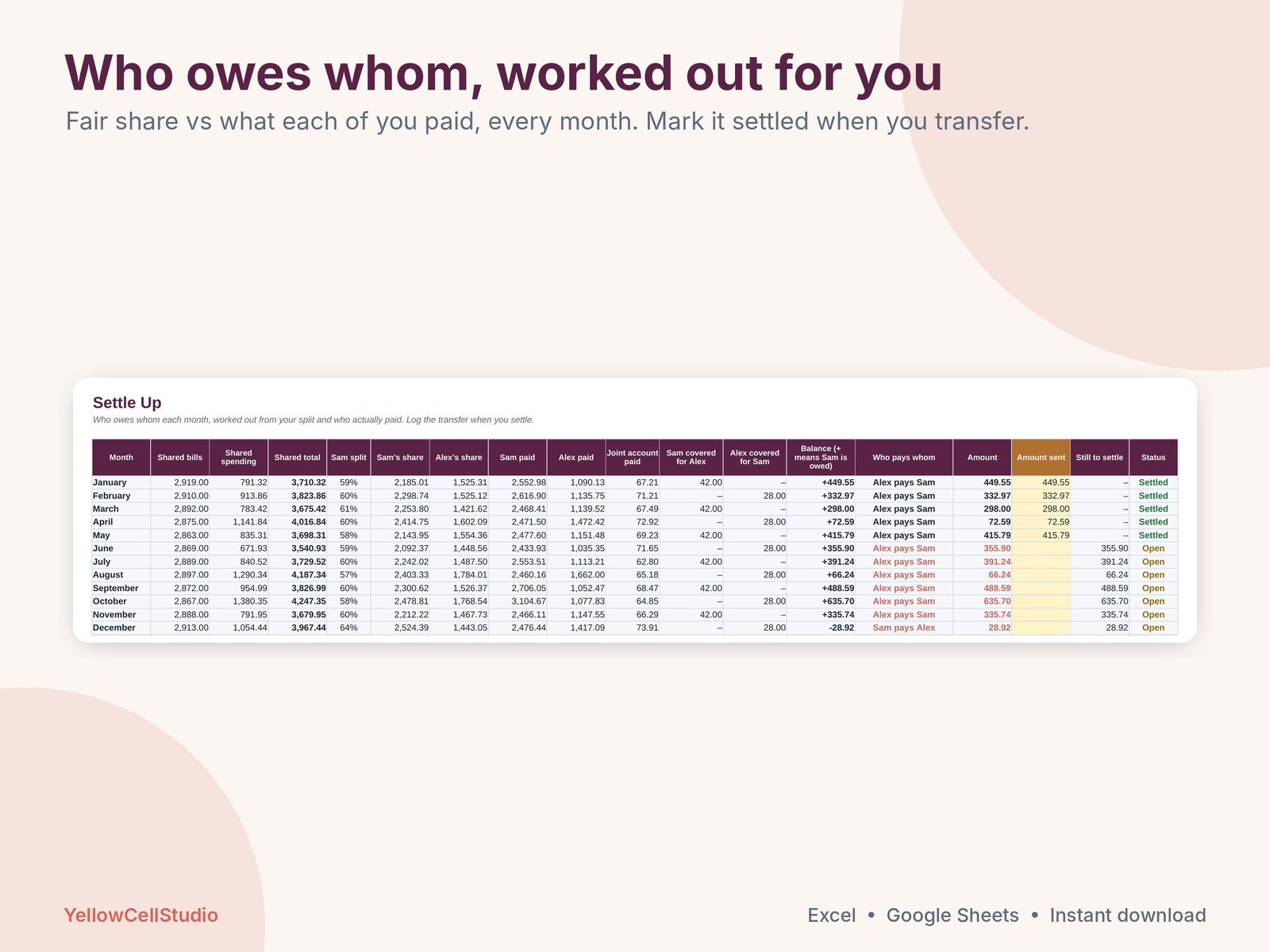 Couples Budget Spreadsheet preview 4