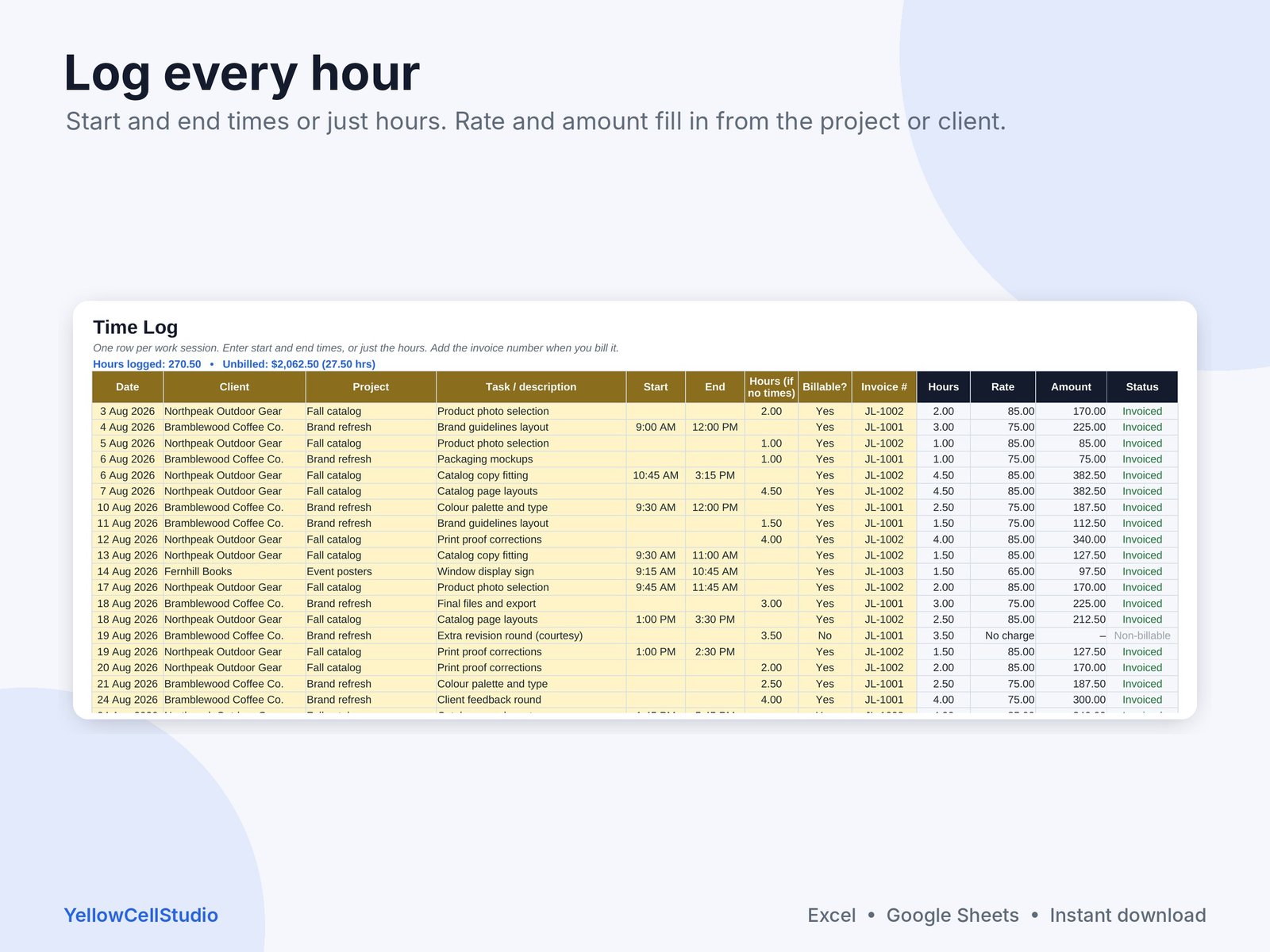 Freelance Invoice & Time Tracker preview 4