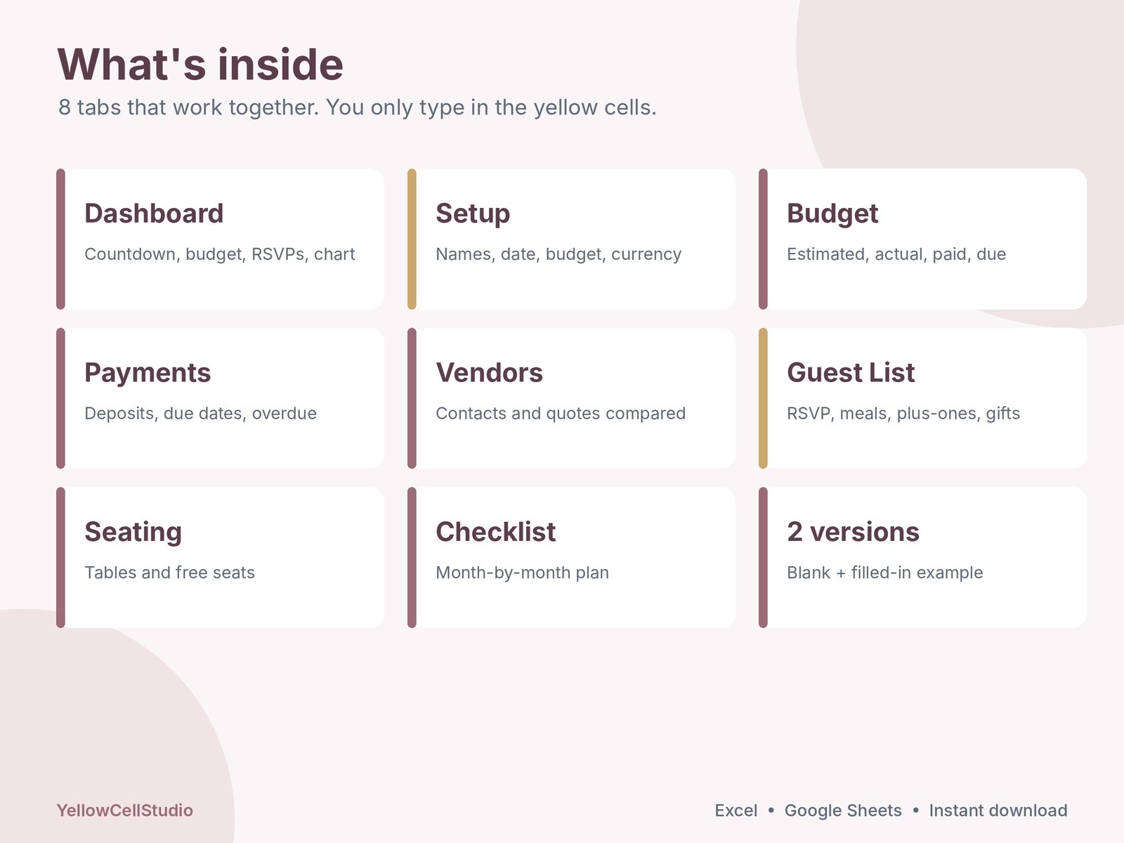 Wedding Budget Spreadsheet & Planner preview 3